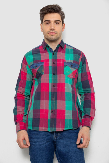 Сорочка чоловіча в клітинку, колір малиновий, 214R0743 5XL, 58, 5XL