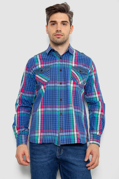 Сорочка чоловіча в клітинку, колір різноколір, 214R0743-1 5XL, 58, 5XL
