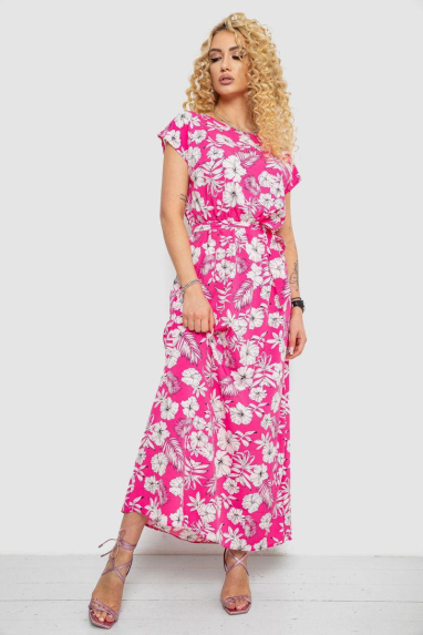 Сукня з принтом софт, колір рожево-білий, 214R0228-1 XL, 50, XL