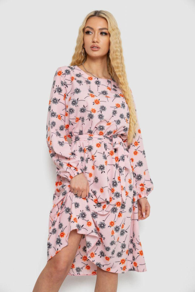 Сукня з принтом софт, колір рожево-сірий, 214R0226-4 XL, 50, XL