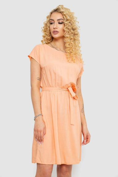 Сукня однотонна, колір персиковий, 214R0225 XXL, 52, XXL