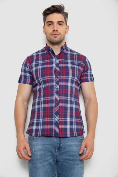 Сорочка чоловіча в клітинку, колір синьо-червоний, 214R0113 XXL