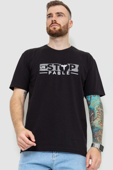 Футболка чоловіча батал, колір чорний, 208R014 5XL, 58, 5XL