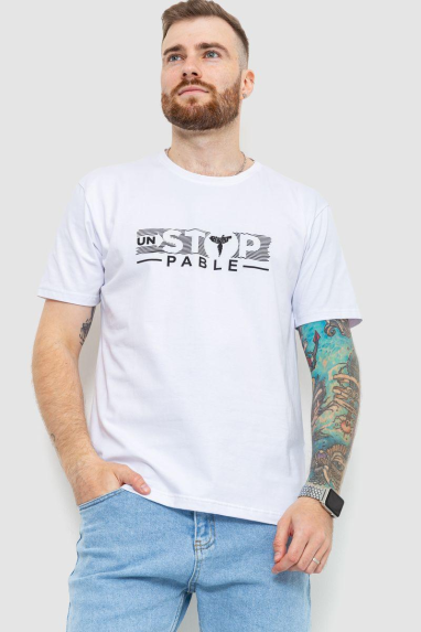 Футболка чоловіча батал, колір білий, 208R014 5XL, 58, 5XL