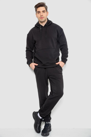 Спорт костюм чоловічий на флісі, колір чорний, 190R235 XL, 50, XL