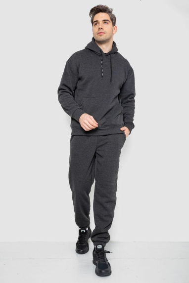 Спорт костюм чоловічий на флісі, колір темно-сірий, 190R235 XL, 50, XL