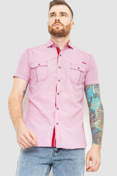 Сорочка чоловіча смужка, колір рожевий, 186R1429 XXL, 52, XXL