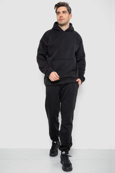 Спорт костюм чоловічий на флісі, колір чорний, 177R235 XXL, 52, XXL