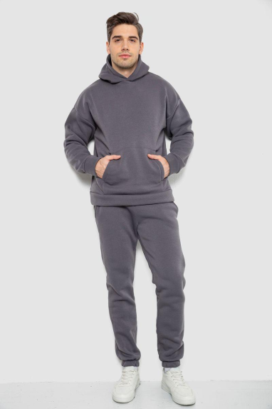Спорт костюм чоловічий на флісі, колір сірий, 177R235 XXL, 52, XXL