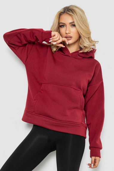 Худі жіночий на флісі, колір бордовий, 177R057 52, XXL