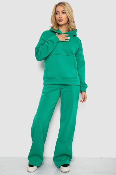 Спортивний костюм жіночий на флісі, колір зелений, 177R056 XS, 42, XS