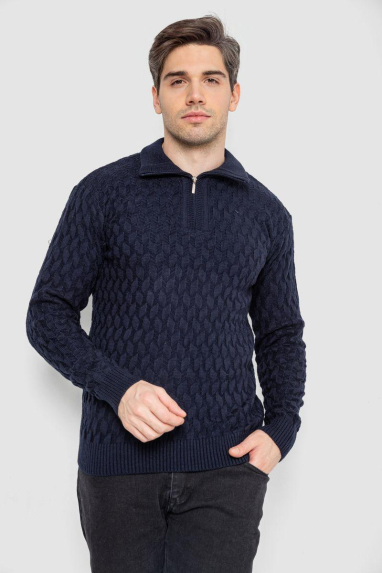 Светр чоловічий однотонний, колір темно-синій, 161R905 XL, 50, XL