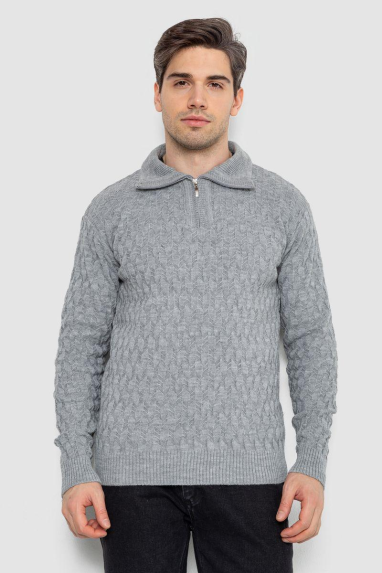 Светр чоловічий однотонний, колір сірий, 161R905 XL, 50, XL