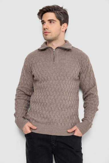 Светр чоловічий однотонний, колір мокко, 161R905 XL, 50, XL