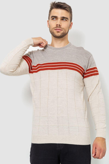Светр чоловічий, колір світло-бежевий, 161R884 XL, 50, XL