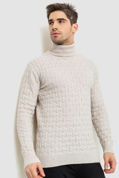 Гольф-светр чоловічий, колір світло-бежевий, 161R619 XXL, 52, XXL