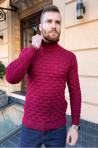 Светр чоловічий, колір бордовий, 161R602 XL, 50, XL