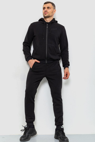 Спорт костюм чоловічий двонитка, колір чорний, 119R200-2 XXL, 52, XXL