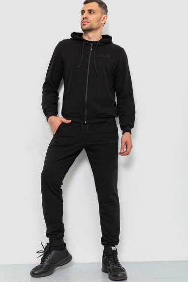Спорт костюм чоловічий двонитка, колір чорний, 119R200-1 XL, 50, XL