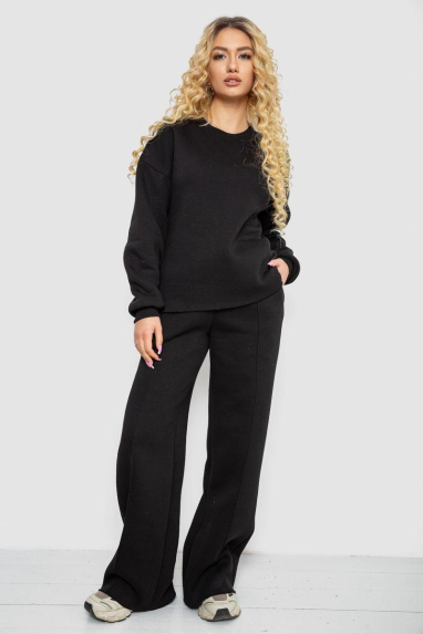 Спортивний костюм жіночий на флісі, колір чорний, 102R7733 L-XL