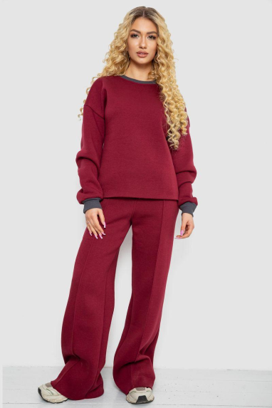 Спортивний костюм жіночий на флісі, колір бордовий, 102R7733 L-XL