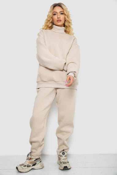 Спортивний костюм жіночий на флісі, колір світло-бежевий, 102R7723 XXL-XXXL