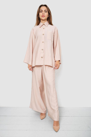 Костюм жіночий вільного крою жатка, колір бежевий, 102R5264 XXL-XXXL