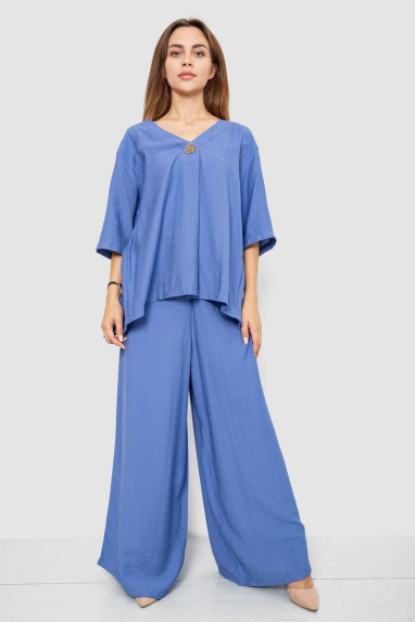 Костюм жіночий тканина льон жатка, колір джинс, 102R5263 XXL-XXXL