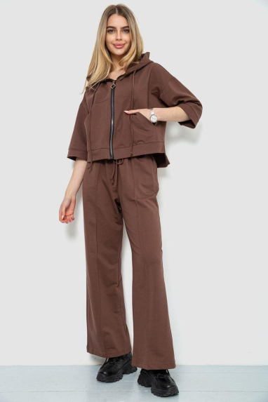 Спорт костюм жіночий двонитка, колір коричневий, 102R5247 L-XL