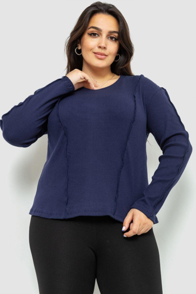 Жіночий лонгслів в рубчик, колір синій, 102R325-1 XXL-XXXL