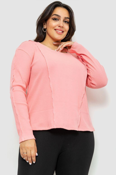 Жіночий лонгслів в рубчик, колір рожевий, 102R325-1 XXL-XXXL