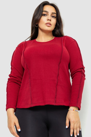 Жіночий лонгслів в рубчик, колір бордовий, 102R325-1 XXL-XXXL