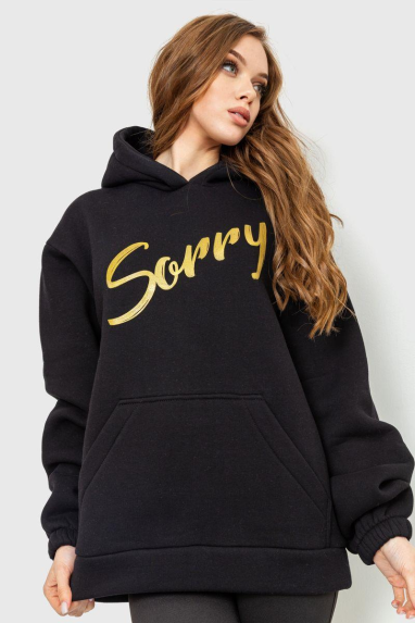 Худі жіночий на флісі тринитка Sorry, колір чорний, 102R316 XXL-XXXL
