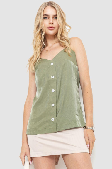 Блуза на бретелях, колір оливковий, 102R215 XL-XXL