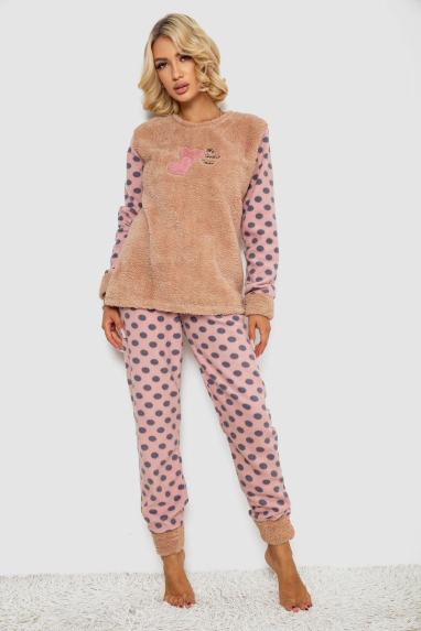 Піжама жіноча махра, колір бежевий, 238R9362 XL, 50, XL