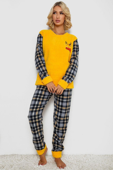 Піжама жіноча махра, колір жовтий, 238R9283 XL, 50, XL