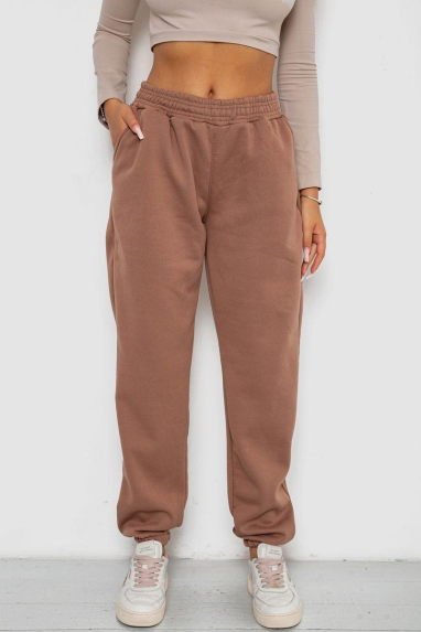 Спортивні штани жіночі на флісі, колір мокко, 238R58672 XXL, 52, XXL