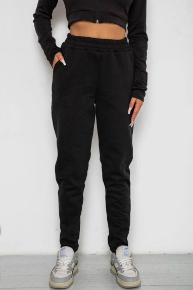 Спортивні штани жіночі на флісі, колір чорний, 238R58671 XXL, 52, XXL