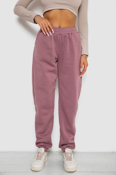 Спортивні штани жіночі на флісі, колір сливовий, 238R58671 XXL, 52, XXL