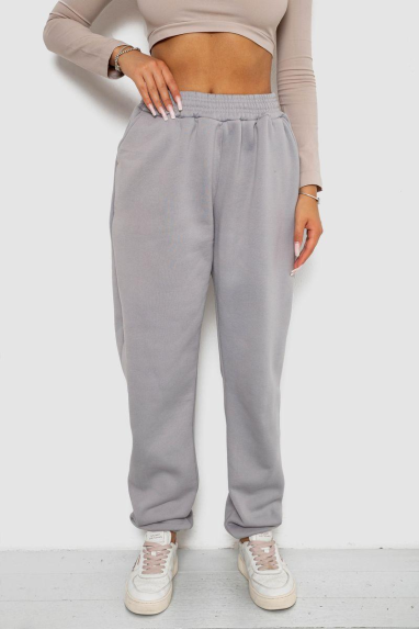Спортивні штани жіночі на флісі, колір сірий, 238R58671 XXXL, 54, XXXL