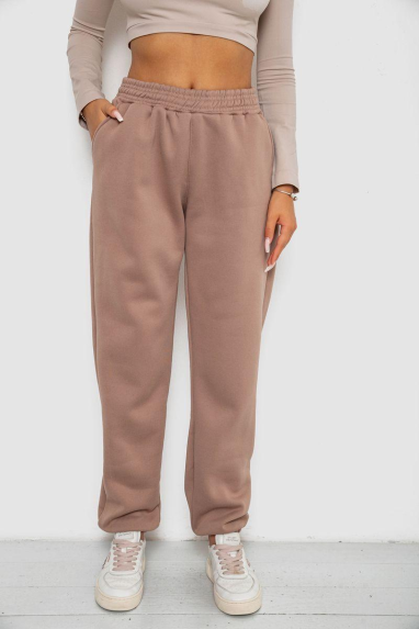 Спортивні штани жіночі на флісі, колір мокко, 238R58671 XXL, 52, XXL