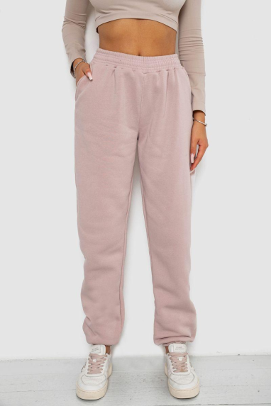 Спортивні штани жіночі на флісі, колір бежевий, 238R58671 XXXL, 54, XXXL