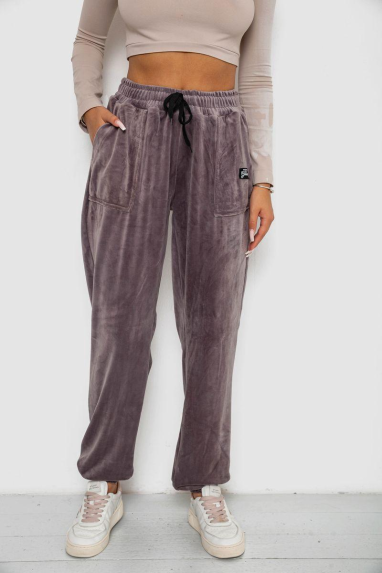 Спортивні штани велюрові жіночі на флісі, колір мокко, 238R58649-1 XXL, 52, XXL