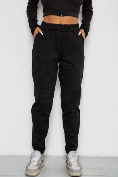Спортивні штани жіночі на флісі, колір чорний, 238R57828-2 XXL, 52, XXL