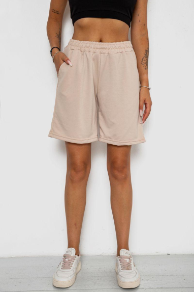 Шорти жіночі однотонні, колір бежевий, 238R57820 Ager, XXL, 52, XXL