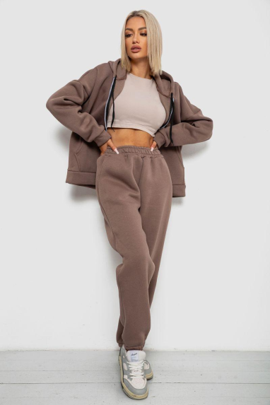 Спортивний костюм жіночий на флісі, колір темно-бежевий, 238R5715 XL, 50, XL
