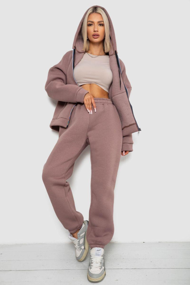 Спортивний костюм жіночий на флісі, колір мокко, 238R5715 XXL, 52, XXL
