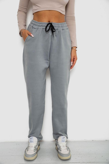 Спортивні штани жіночі на флісі, колір сірий, 238R57020 XL, 50, XL