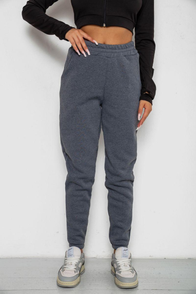 Спортивні штани жіночі на флісі, колір сірий, 238R57013 XXL, 52, XXL
