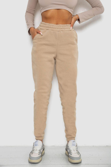 Спортивні штани жіночі на флісі, колір бежевий, 238R57013 XL, 50, XL